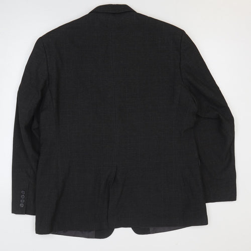 George Mens Black Plaid Polyester Jacket Blazer Size 44
