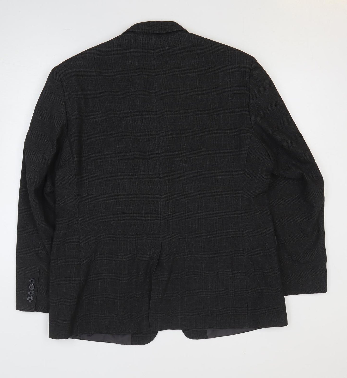 George Mens Black Plaid Polyester Jacket Blazer Size 44