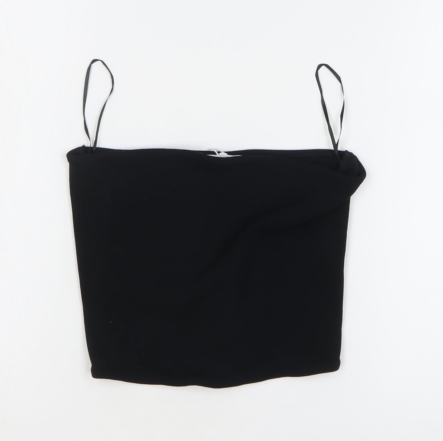 Zara Womens Black Cotton Basic Blouse Size L Off the Shoulder - Bandeau Top