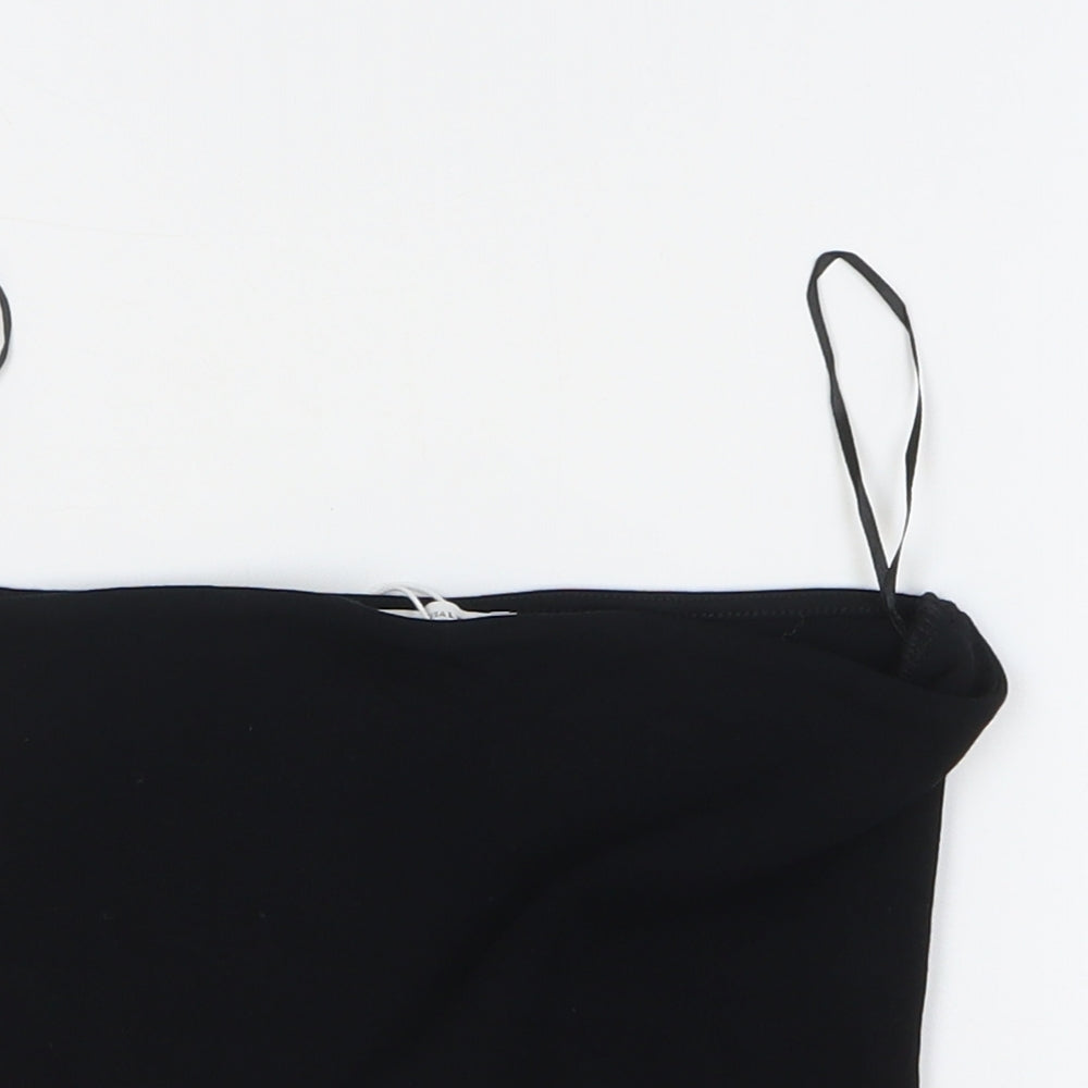 Zara Womens Black Cotton Basic Blouse Size L Off the Shoulder - Bandeau Top