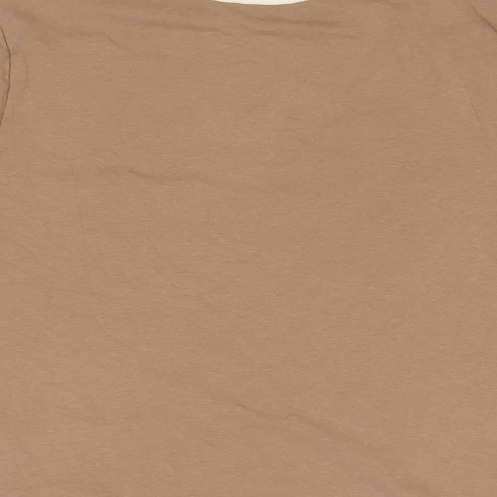 Primark Womens Brown Cotton Cropped T-Shirt Size 14 Round Neck - Montana Cowboy