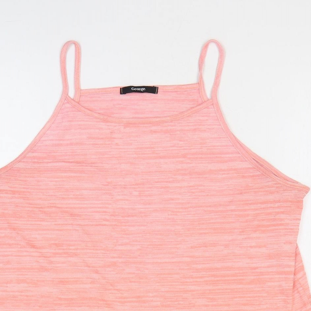 George Womens Pink Viscose Basic Tank Size 16 Scoop Neck