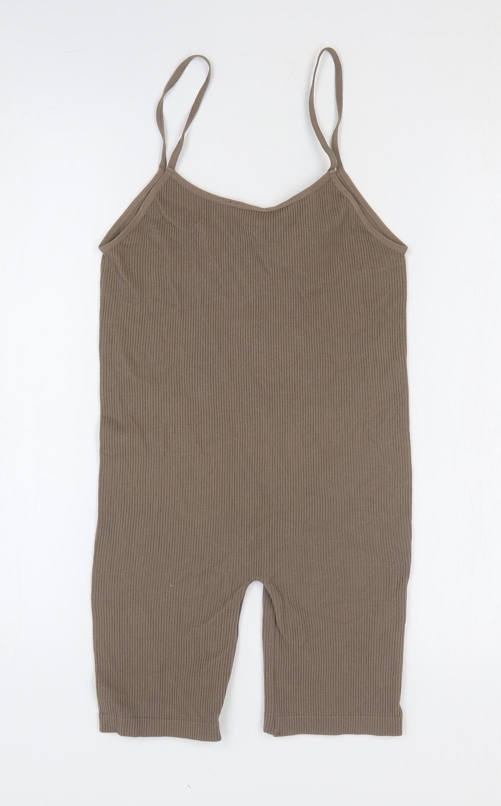 Zara Womens Brown Polyamide Playsuit One-Piece Size M Pullover