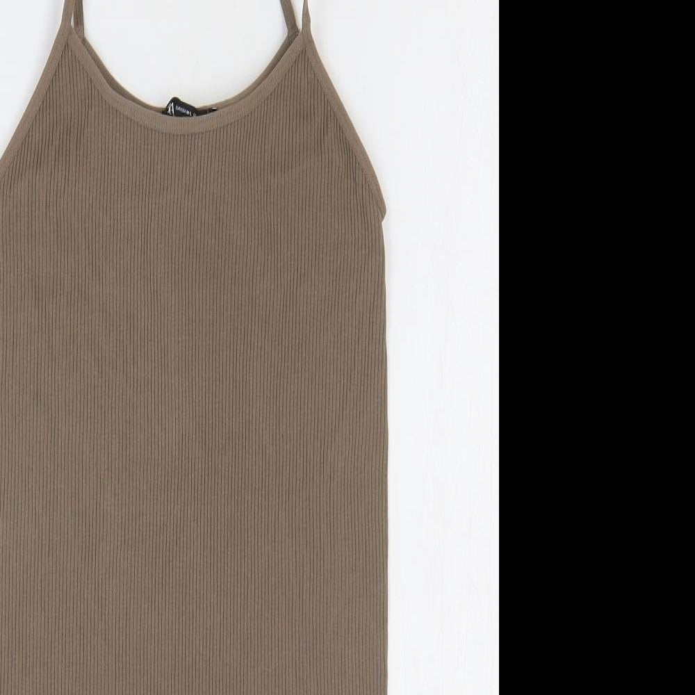 Zara Womens Brown Polyamide Playsuit One-Piece Size M Pullover