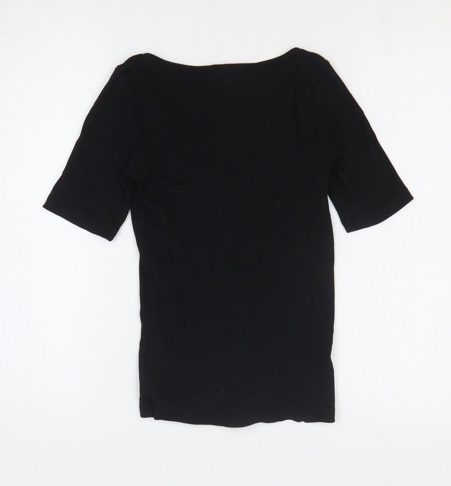 H&M Womens Black Cotton Basic T-Shirt Size S Scoop Neck