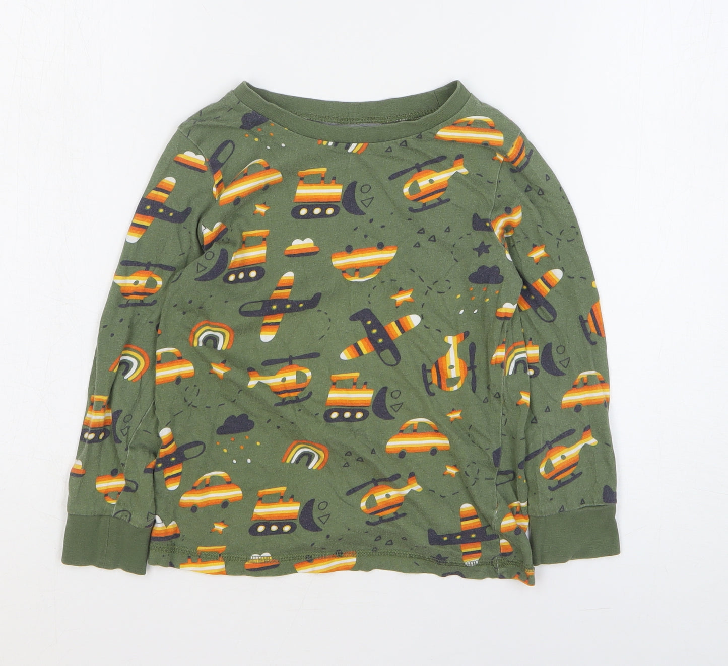 George Boys Green Geometric 100% Cotton Basic T-Shirt Size 4-5 Years Round Neck Pullover
