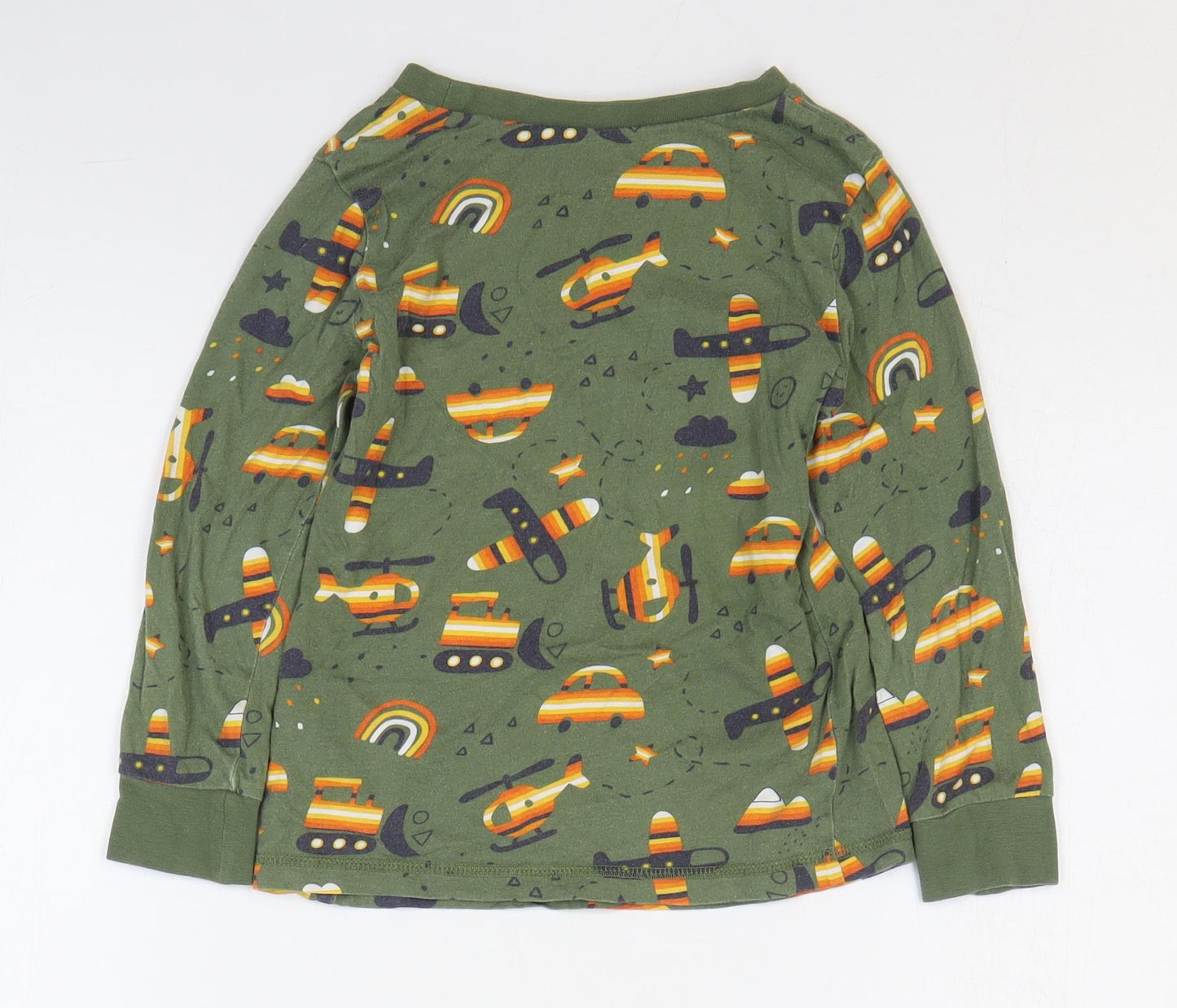 George Boys Green Geometric 100% Cotton Basic T-Shirt Size 4-5 Years Round Neck Pullover