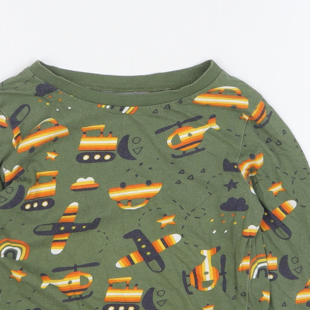 George Boys Green Geometric 100% Cotton Basic T-Shirt Size 4-5 Years Round Neck Pullover