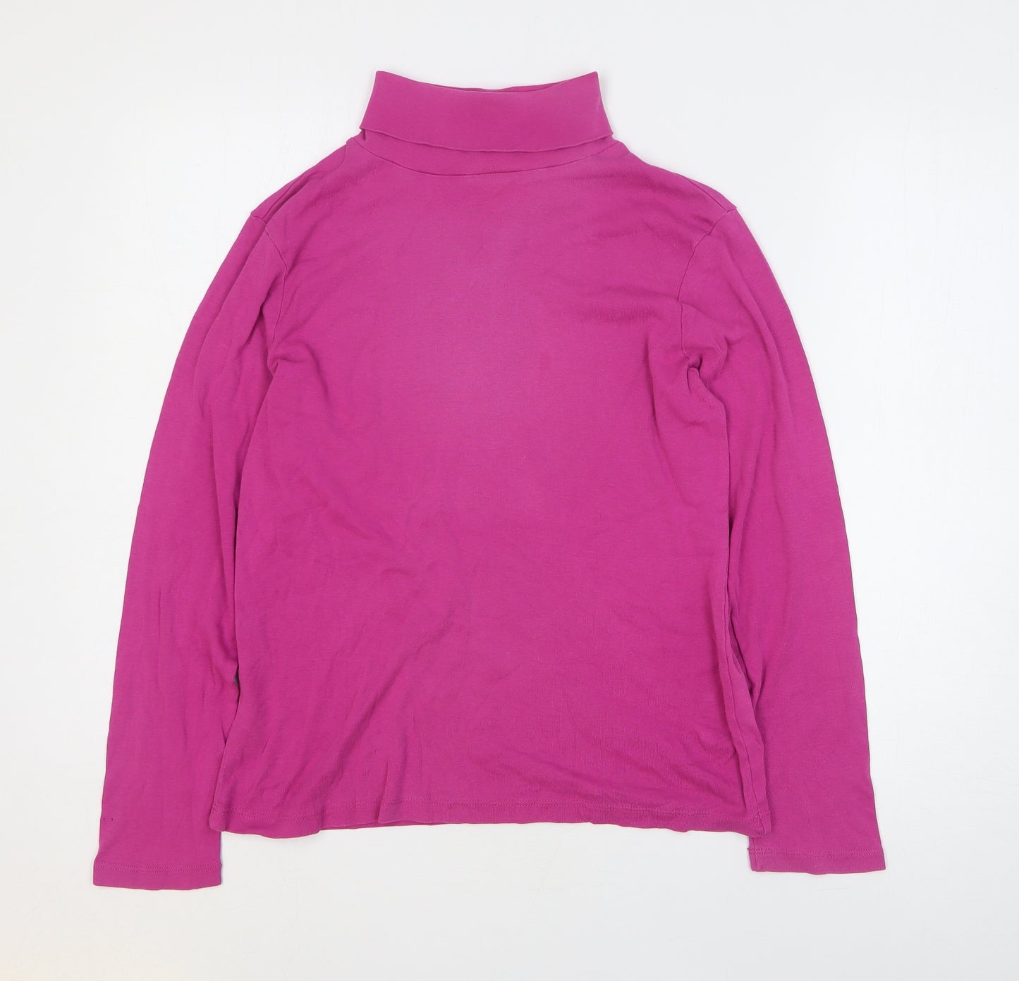 Cotton Traders Womens Purple Cotton Basic Blouse Size 14 Roll Neck