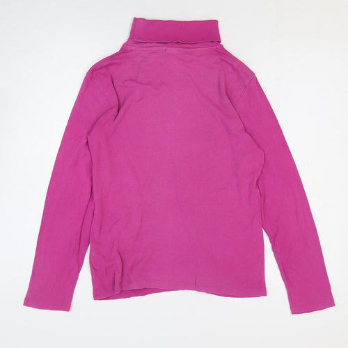 Cotton Traders Womens Purple Cotton Basic Blouse Size 14 Roll Neck