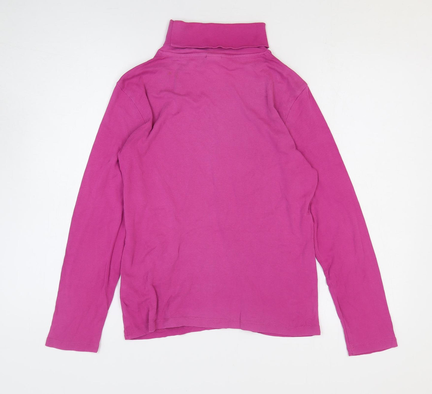 Cotton Traders Womens Purple Cotton Basic Blouse Size 14 Roll Neck