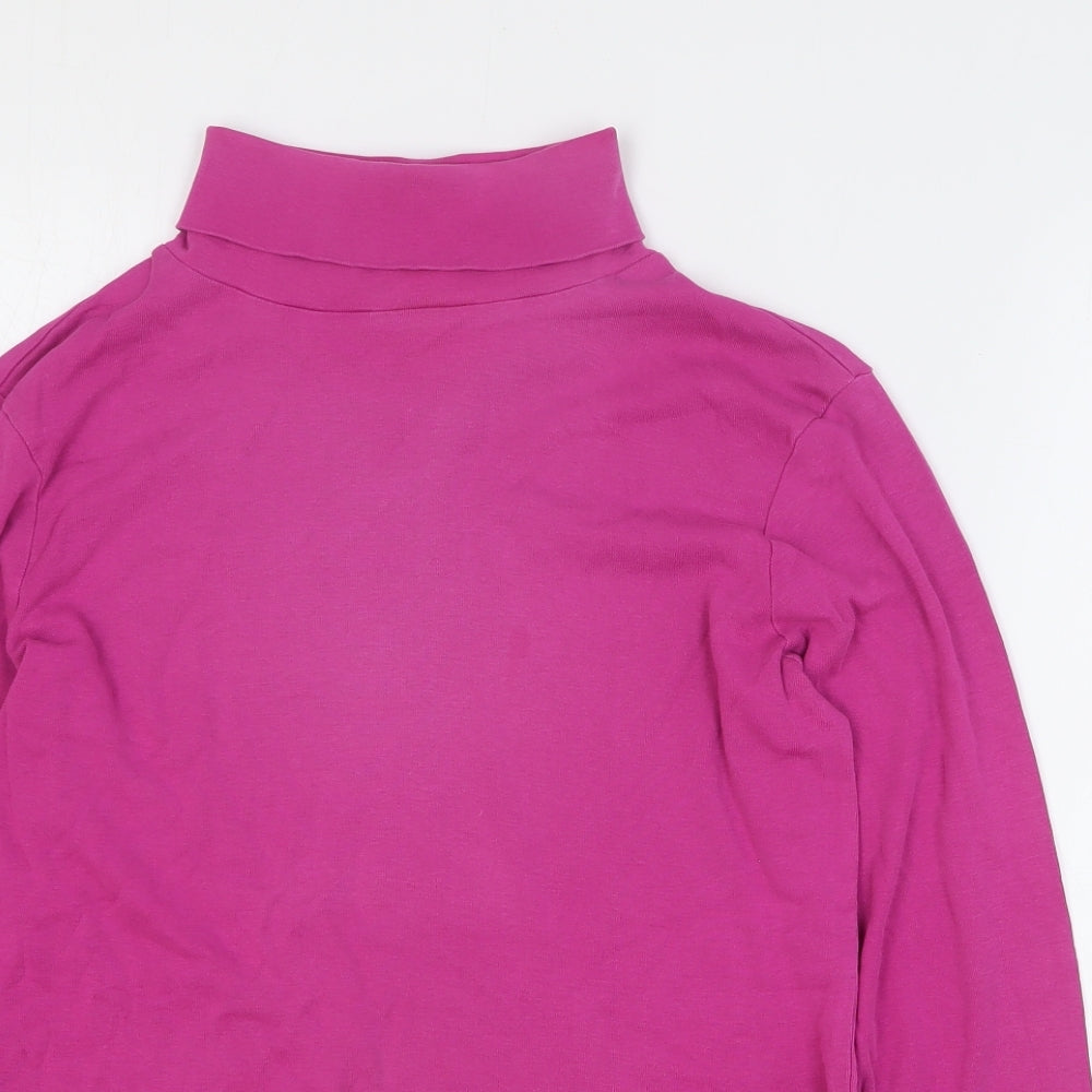 Cotton Traders Womens Purple Cotton Basic Blouse Size 14 Roll Neck