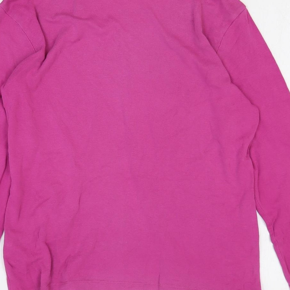 Cotton Traders Womens Purple Cotton Basic Blouse Size 14 Roll Neck