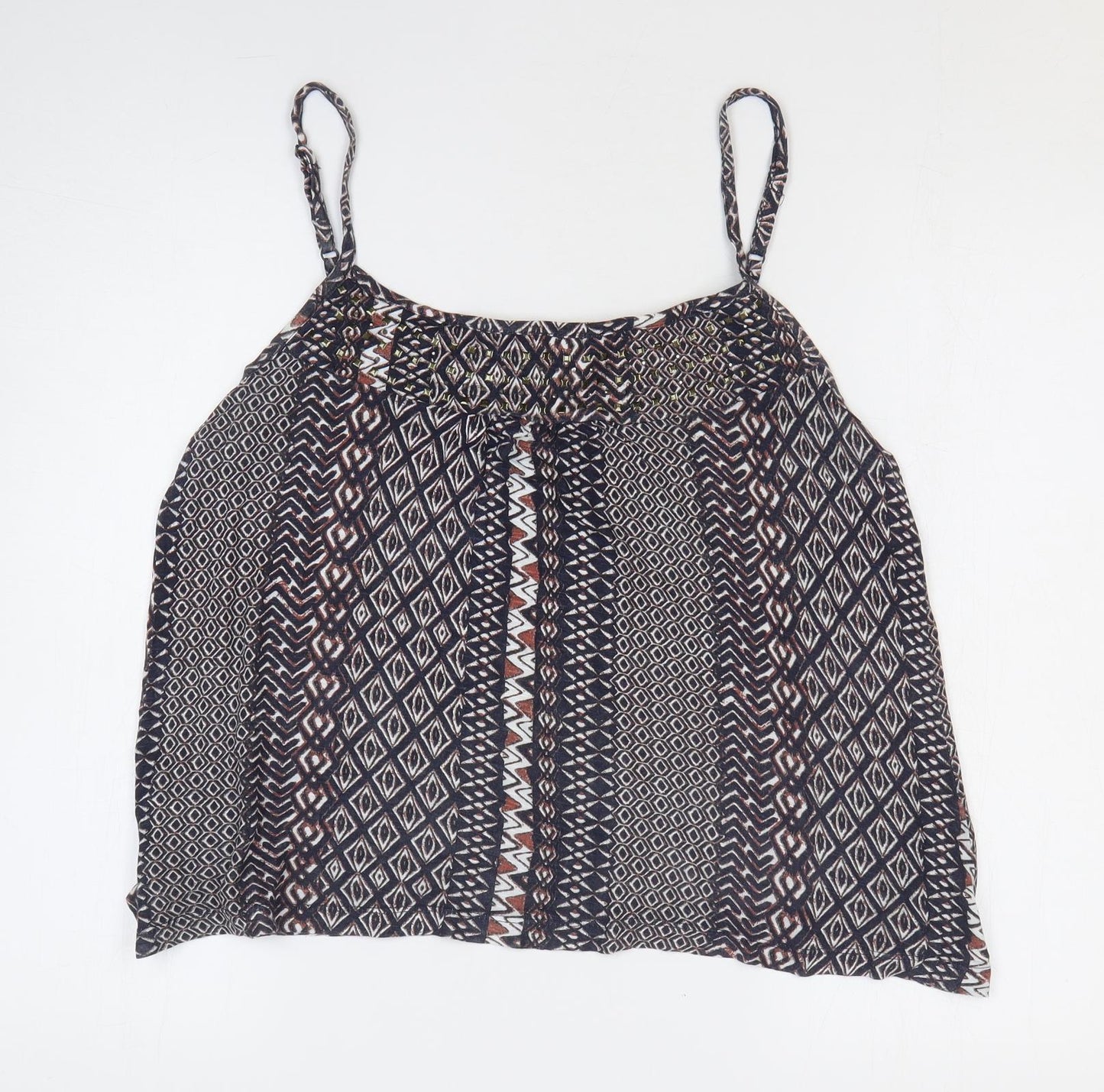 Debenhams Womens Multicoloured Geometric Polyester Camisole Tank Size 14 Scoop Neck