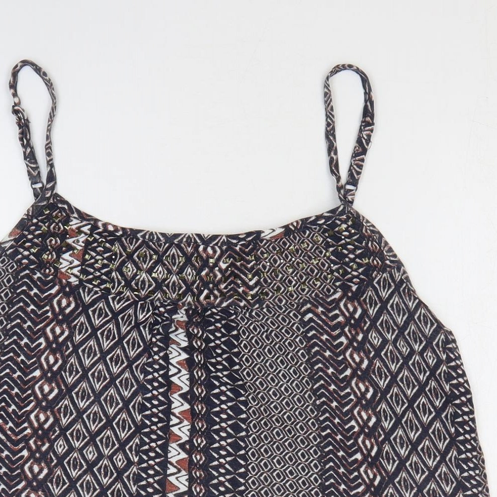 Debenhams Womens Multicoloured Geometric Polyester Camisole Tank Size 14 Scoop Neck