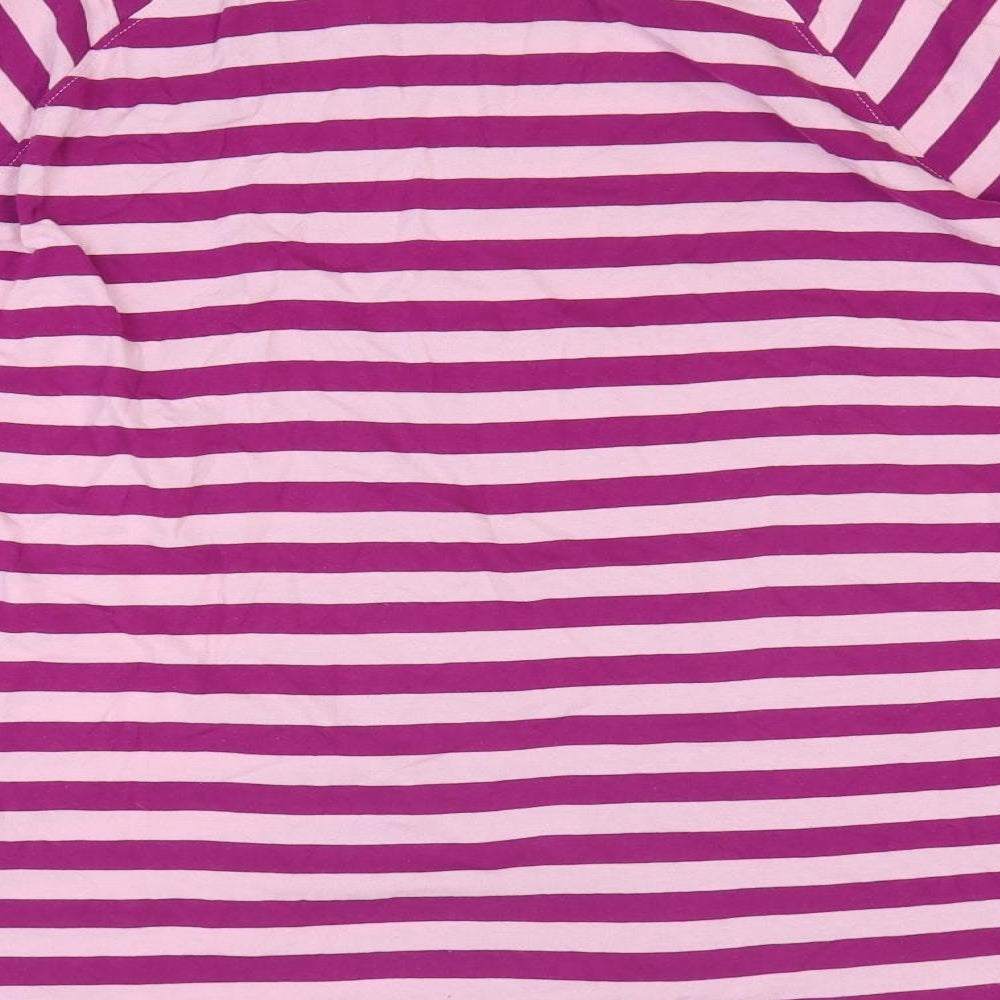 TU Womens Purple Striped 100% Cotton Basic T-Shirt Size 24 Boat Neck