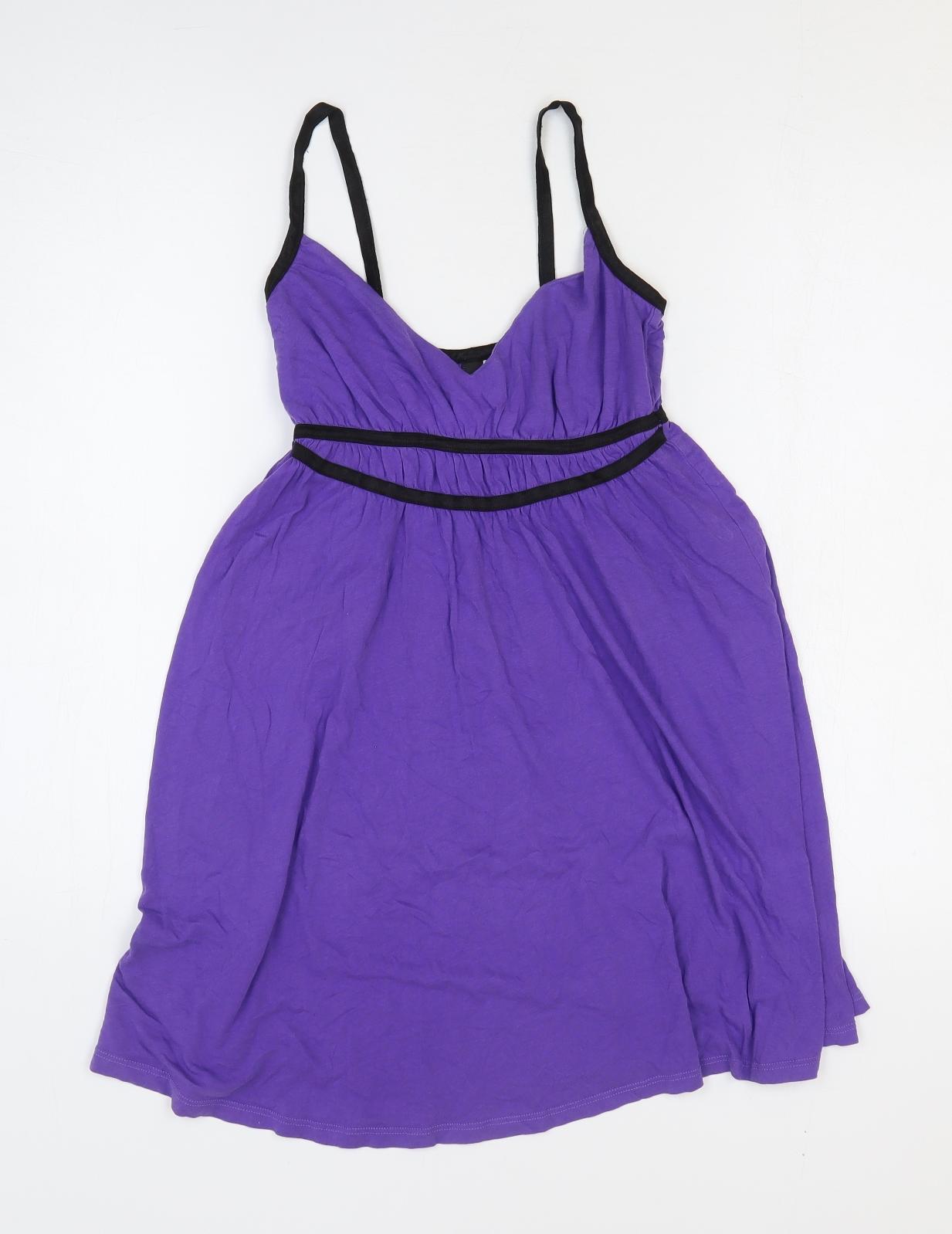 H&M Womens Purple 100% Cotton Mini Size 8 Sweetheart Pullover