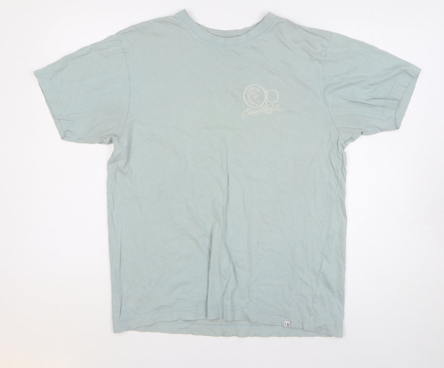 Ocean Pacific Womens Blue 100% Cotton Basic T-Shirt Size M Crew Neck