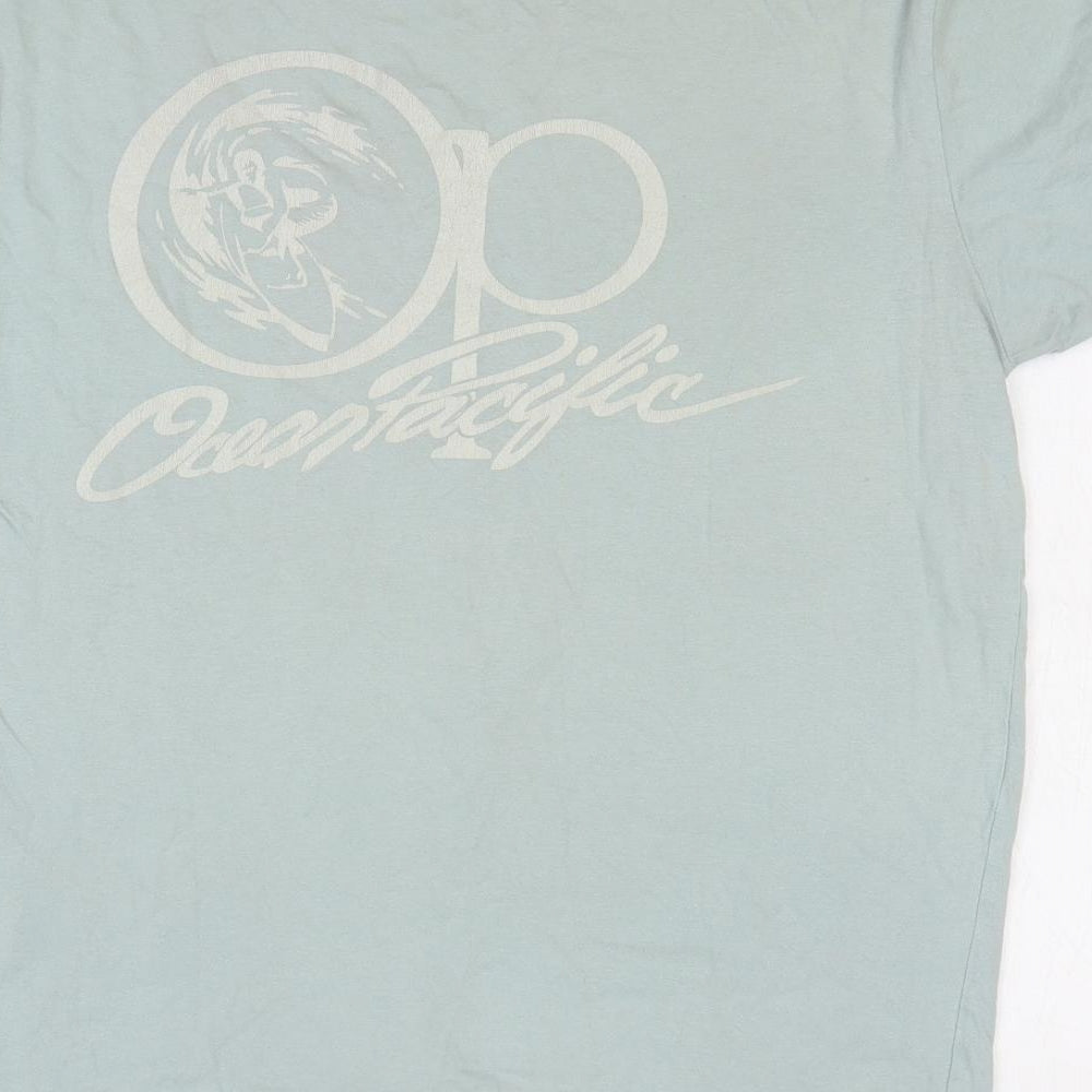 Ocean Pacific Womens Blue 100% Cotton Basic T-Shirt Size M Crew Neck