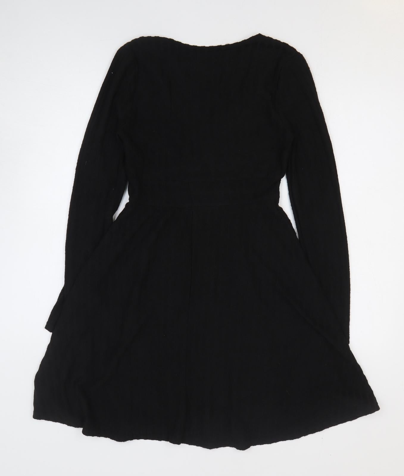 SheIn Womens Black Polyester Skater Dress Size S V-Neck Pullover
