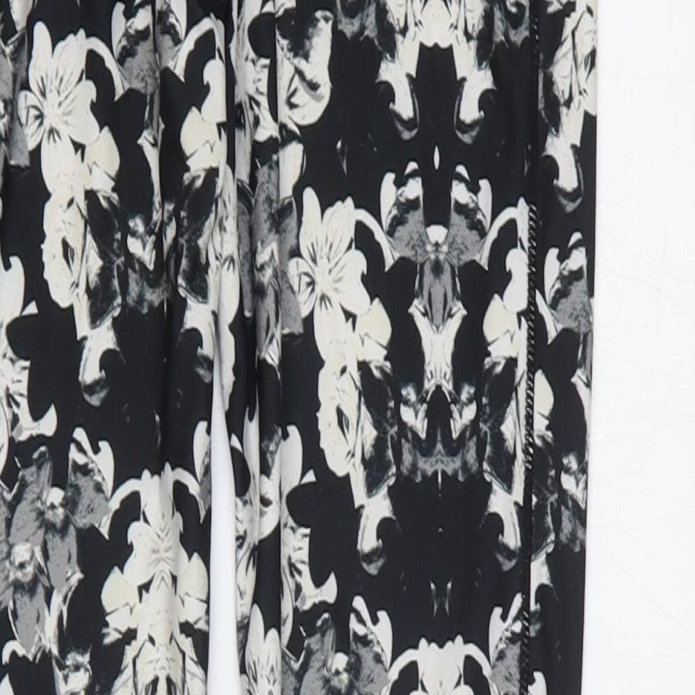 Elle Sport Womens Black Floral Polyester Capri Leggings Size L - Mesh Side Panels