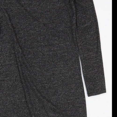 Preworn Womens Grey Cotton Jumper Dress Size M Round Neck Zip