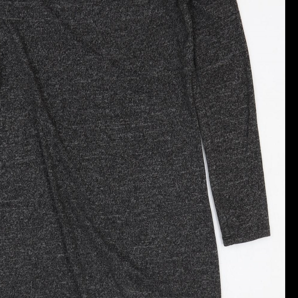Preworn Womens Grey Cotton Jumper Dress Size M Round Neck Zip