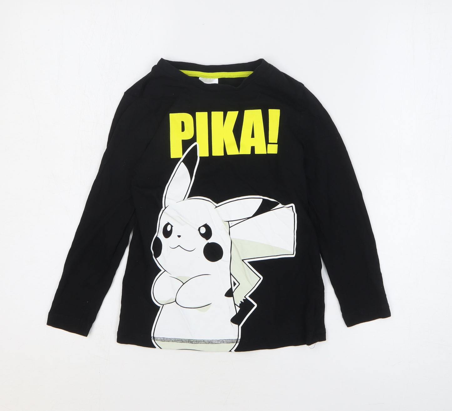 George Boys Black 100% Cotton Basic T-Shirt Size 6-7 Years Round Neck Pullover - Pika!