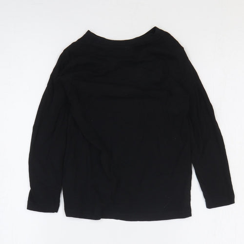George Boys Black 100% Cotton Basic T-Shirt Size 6-7 Years Round Neck Pullover - Pika!