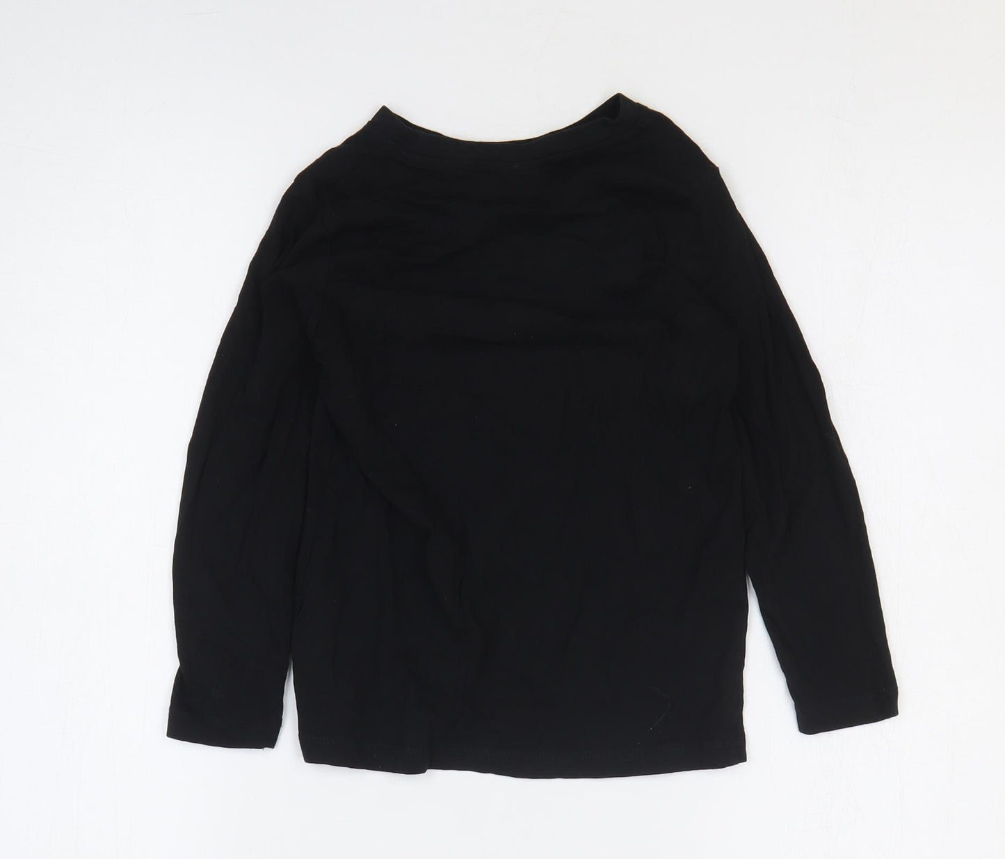 George Boys Black 100% Cotton Basic T-Shirt Size 6-7 Years Round Neck Pullover - Pika!