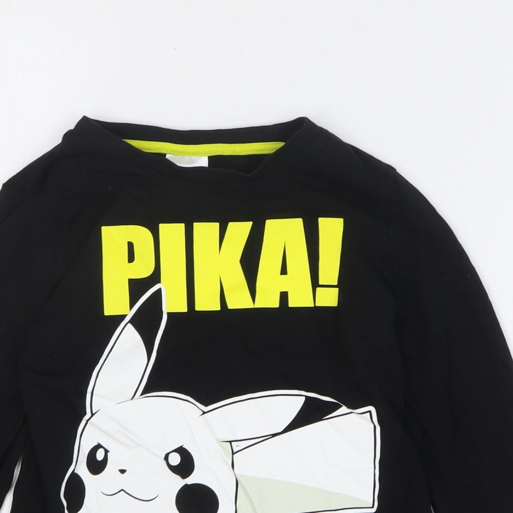 George Boys Black 100% Cotton Basic T-Shirt Size 6-7 Years Round Neck Pullover - Pika!