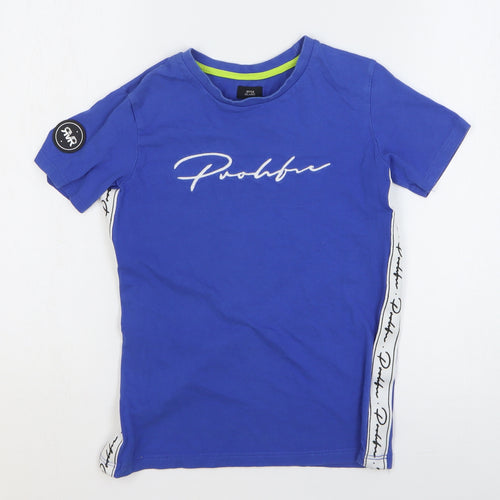 River Island Boys Blue 100% Cotton Basic T-Shirt Size 7-8 Years Round Neck Pullover