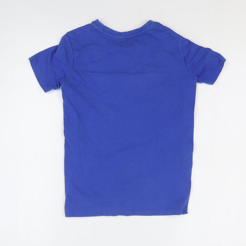 River Island Boys Blue 100% Cotton Basic T-Shirt Size 7-8 Years Round Neck Pullover
