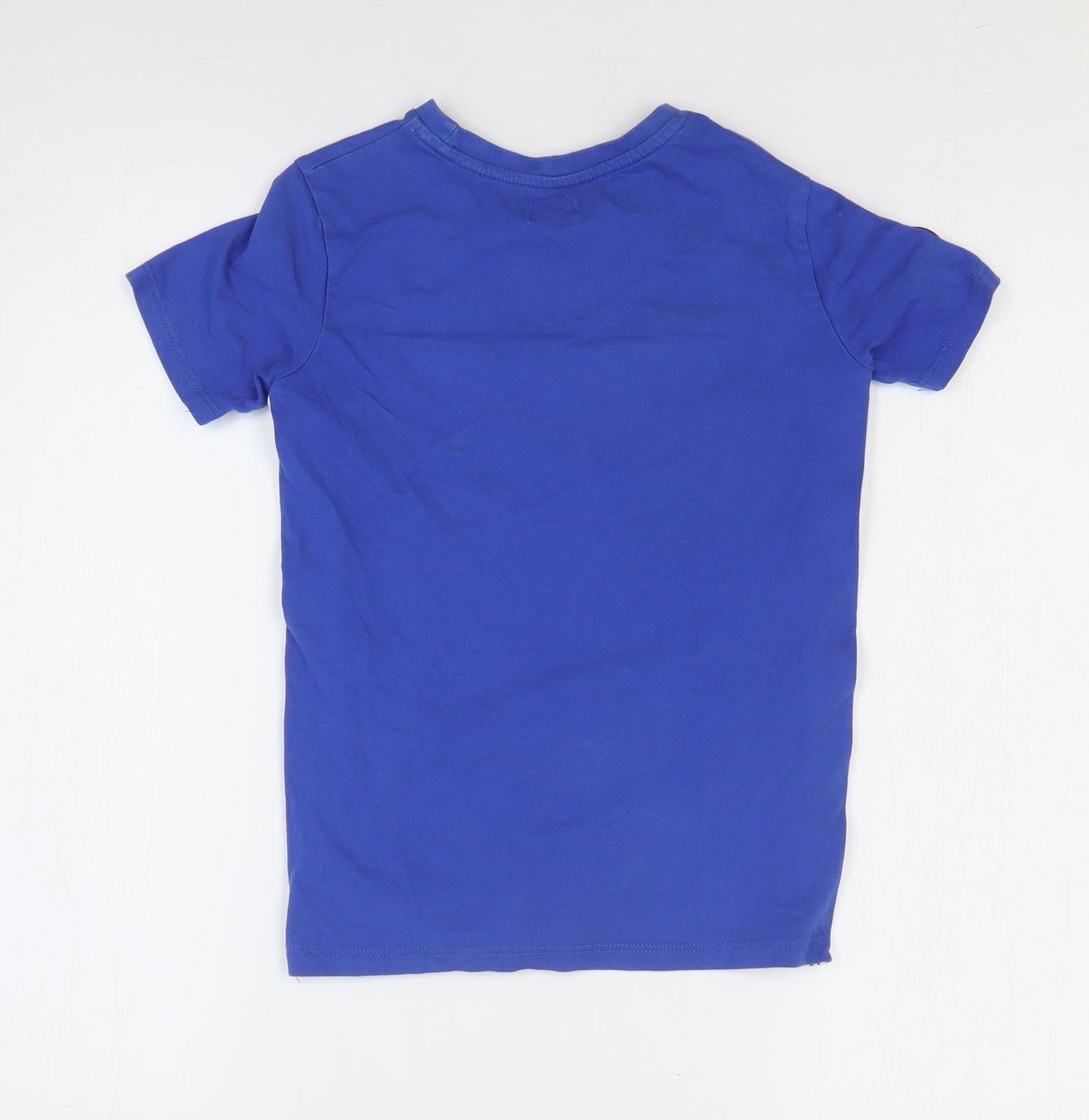River Island Boys Blue 100% Cotton Basic T-Shirt Size 7-8 Years Round Neck Pullover