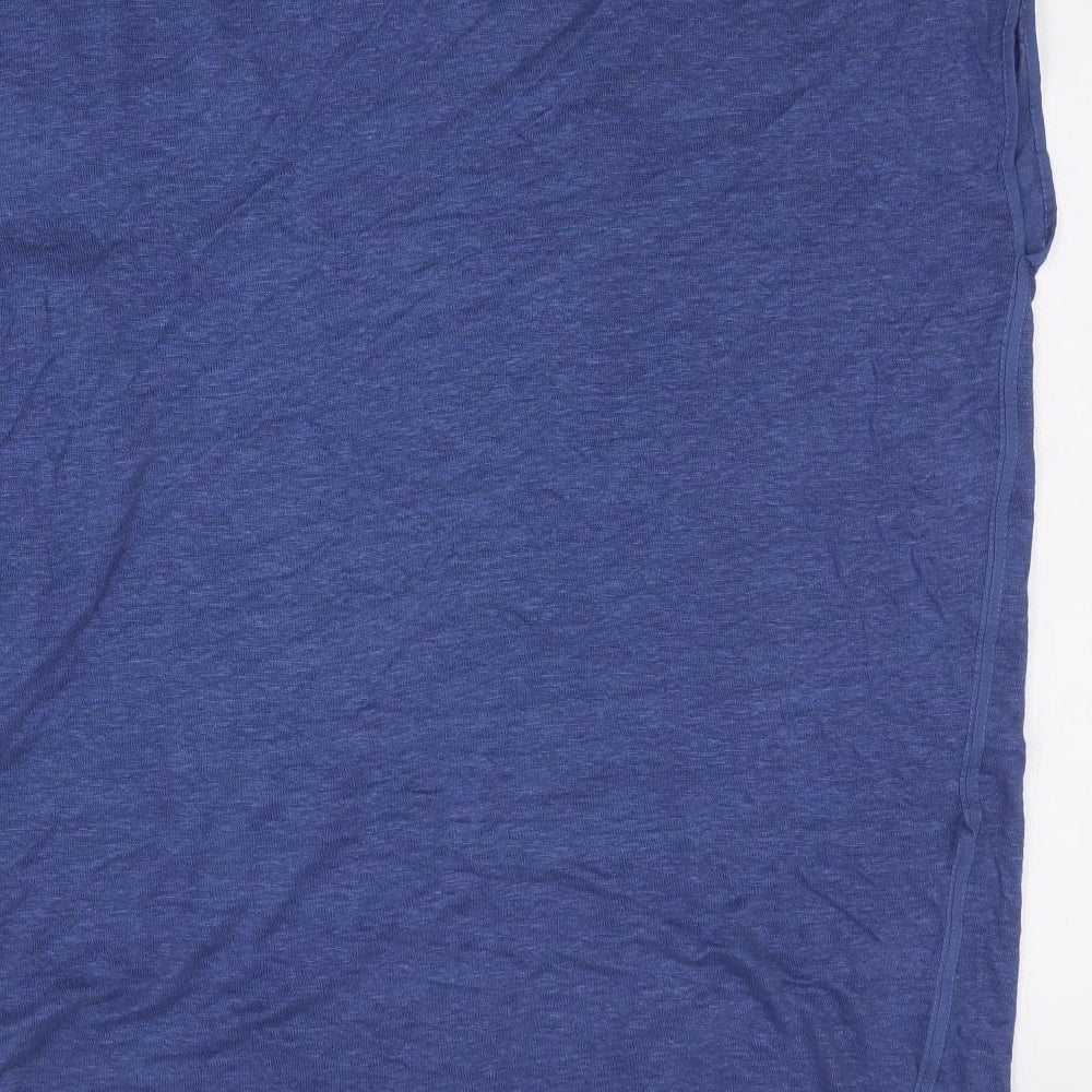 Zara Womens Blue Linen Basic T-Shirt Size M Round Neck