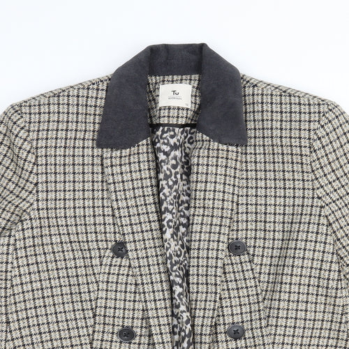 TU Womens Beige Check Jacket Blazer Size 12