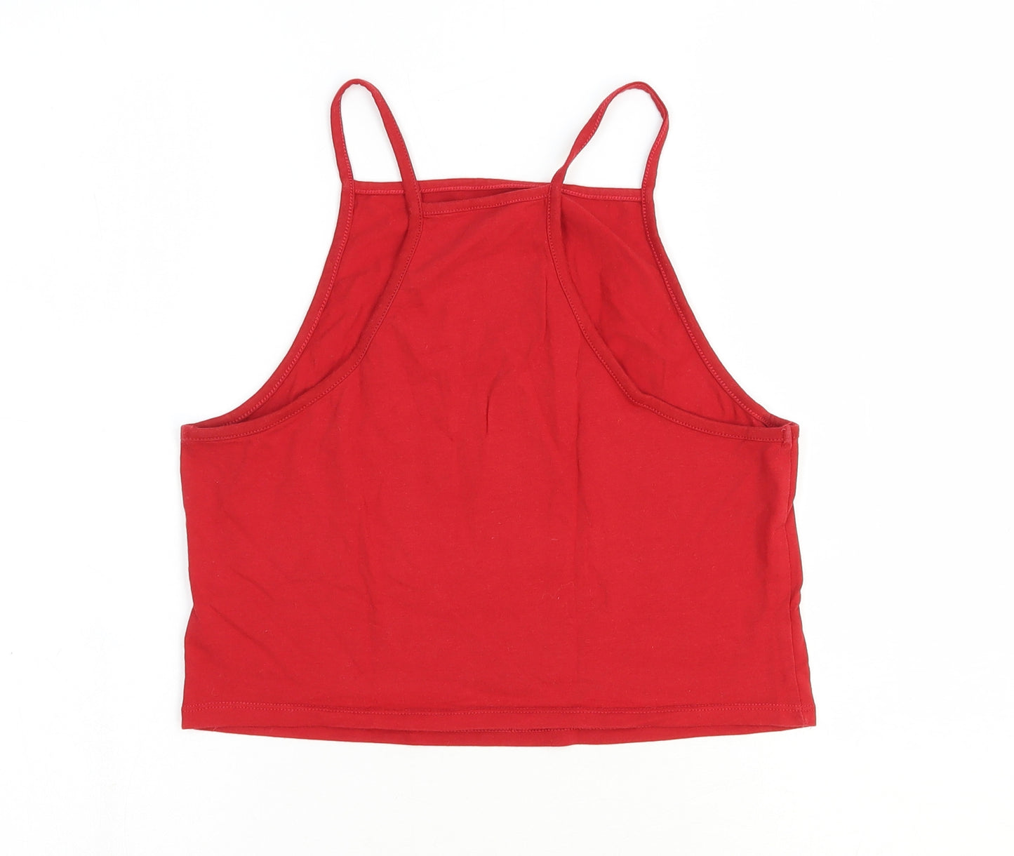 Preworn Womens Red Polyester Cropped Tank Size 10 Square Neck - Brooklyn NYC