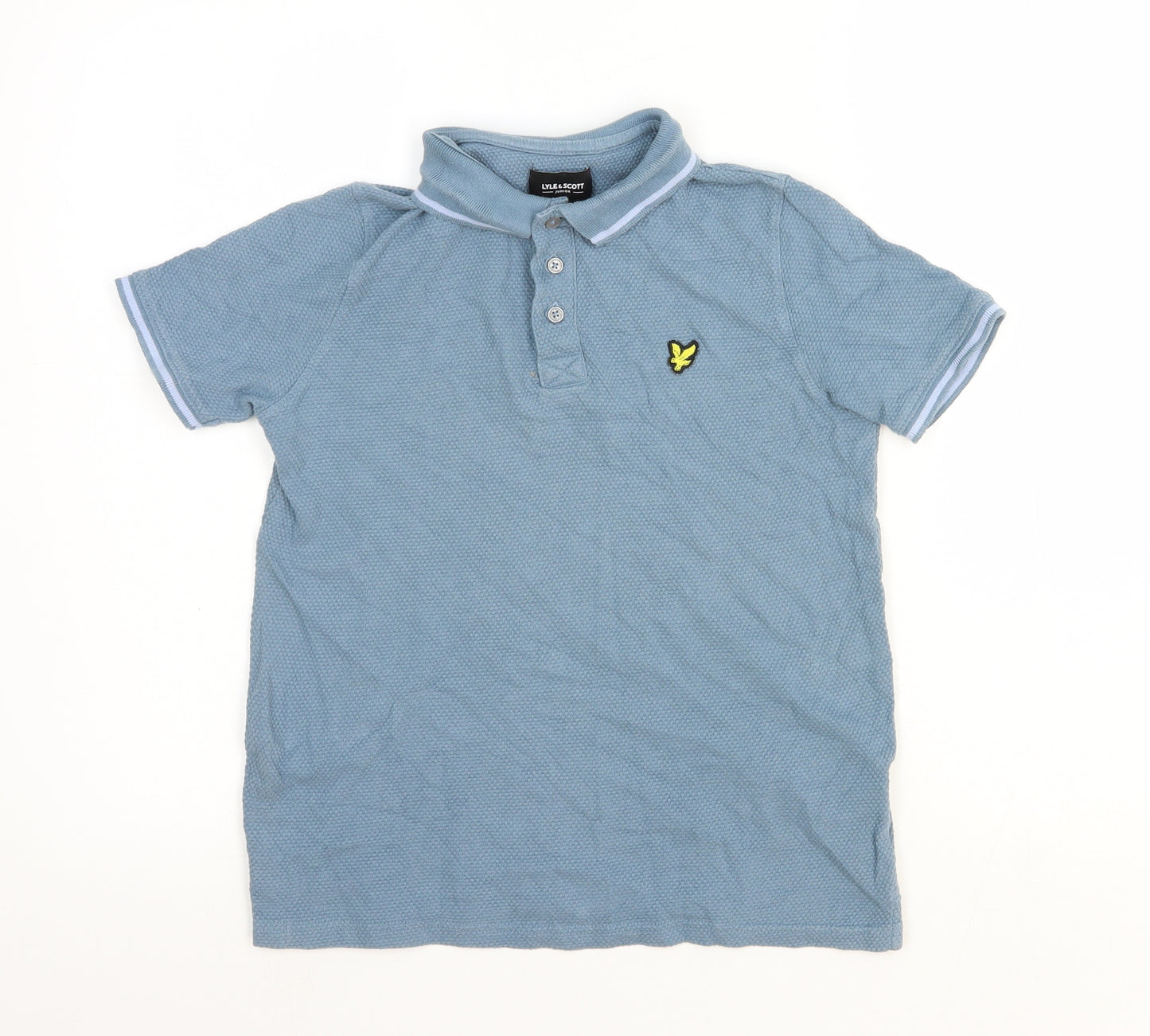 Lyle & Scott Boys Blue 100% Cotton Basic Polo Size 10-11 Years Collared Button