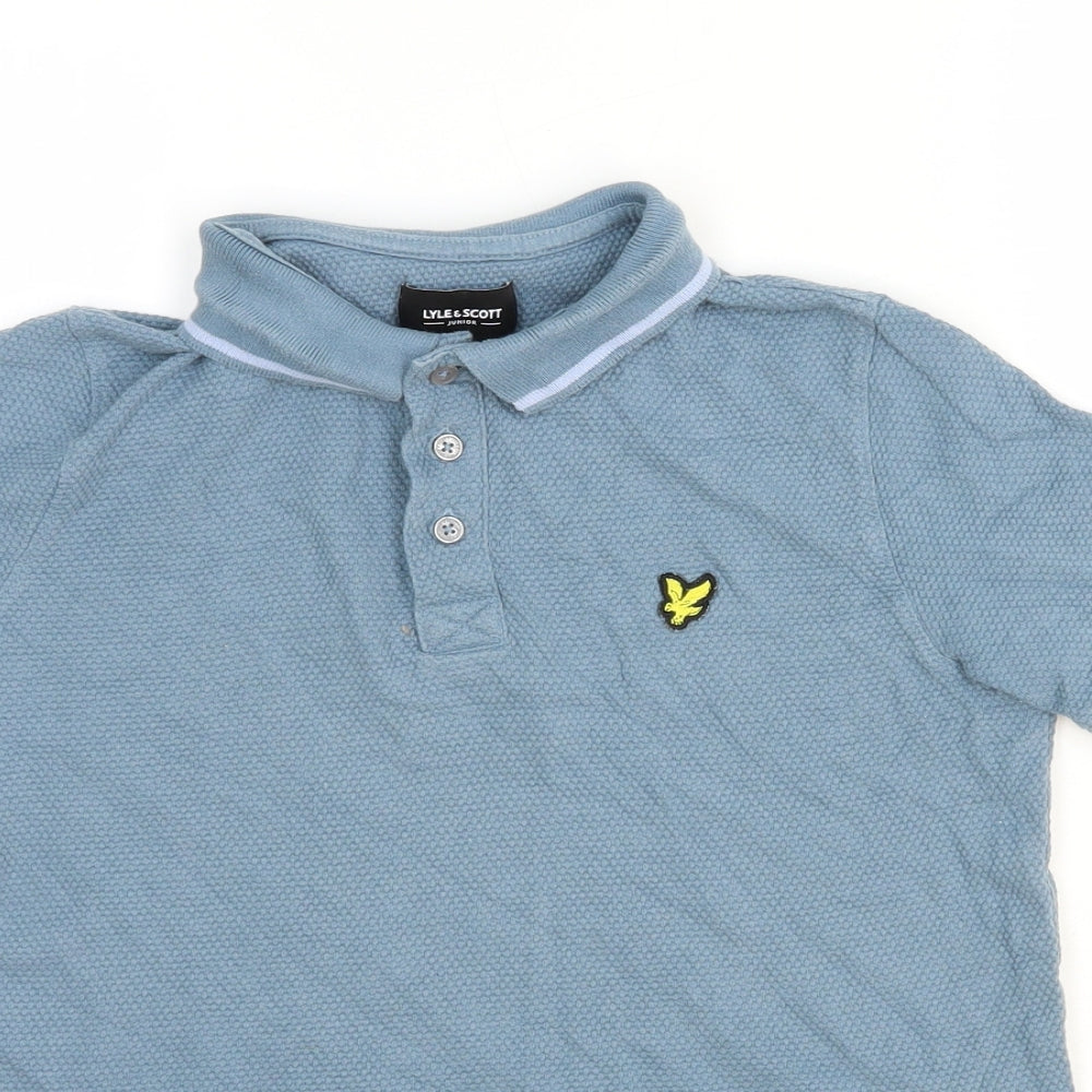 Lyle & Scott Boys Blue 100% Cotton Basic Polo Size 10-11 Years Collared Button