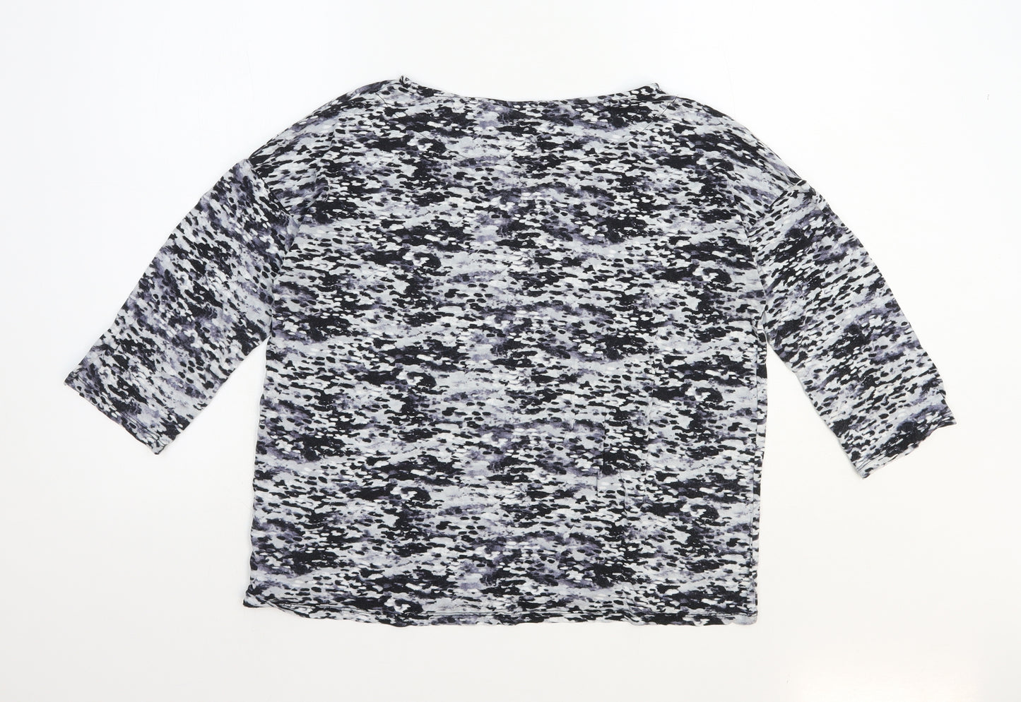 TU Womens Grey Geometric Viscose Basic T-Shirt Size 16 Round Neck