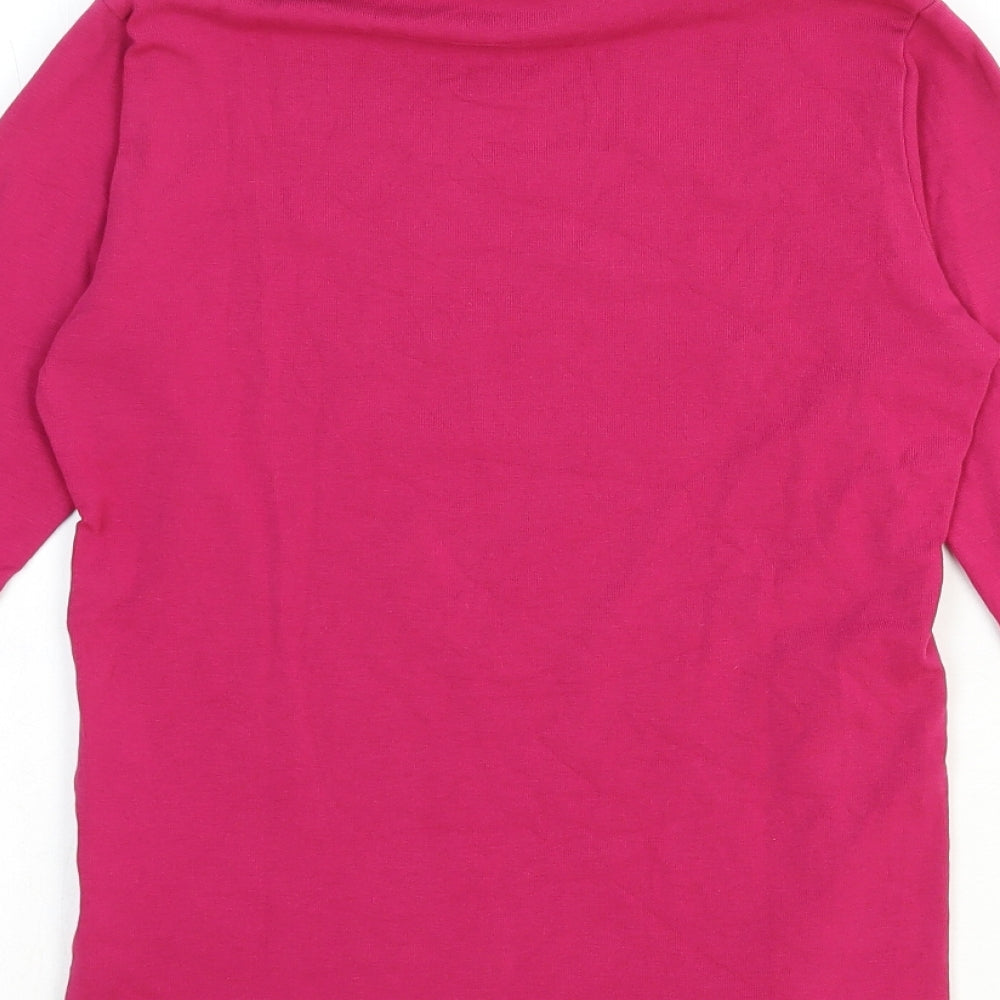 Uniqlo Womens Pink Cotton Basic T-Shirt Size M Roll Neck