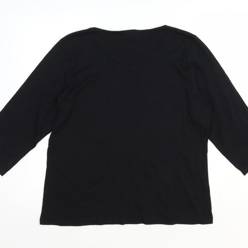 BM Womens Black 100% Cotton Basic T-Shirt Size M Scoop Neck
