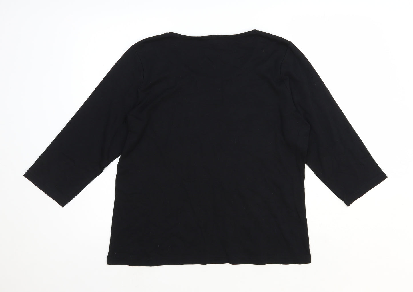 BM Womens Black 100% Cotton Basic T-Shirt Size M Scoop Neck