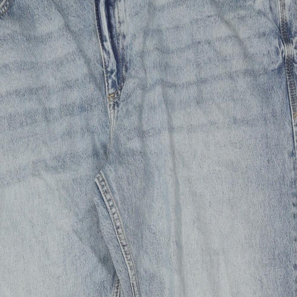 Marks and Spencer Mens Blue Cotton Straight Jeans Size 44 in L29 in Regular Button - Vintage Wash