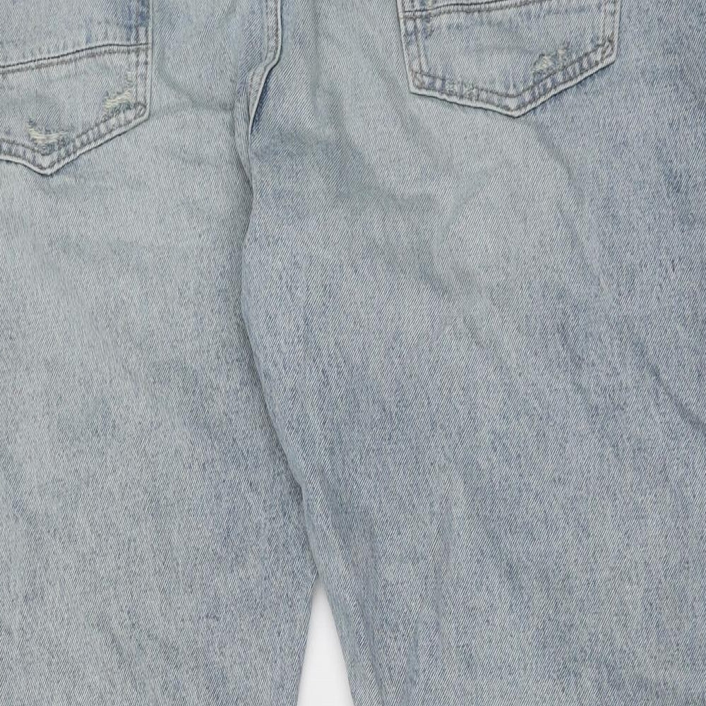 Marks and Spencer Mens Blue Cotton Straight Jeans Size 44 in L29 in Regular Button - Vintage Wash