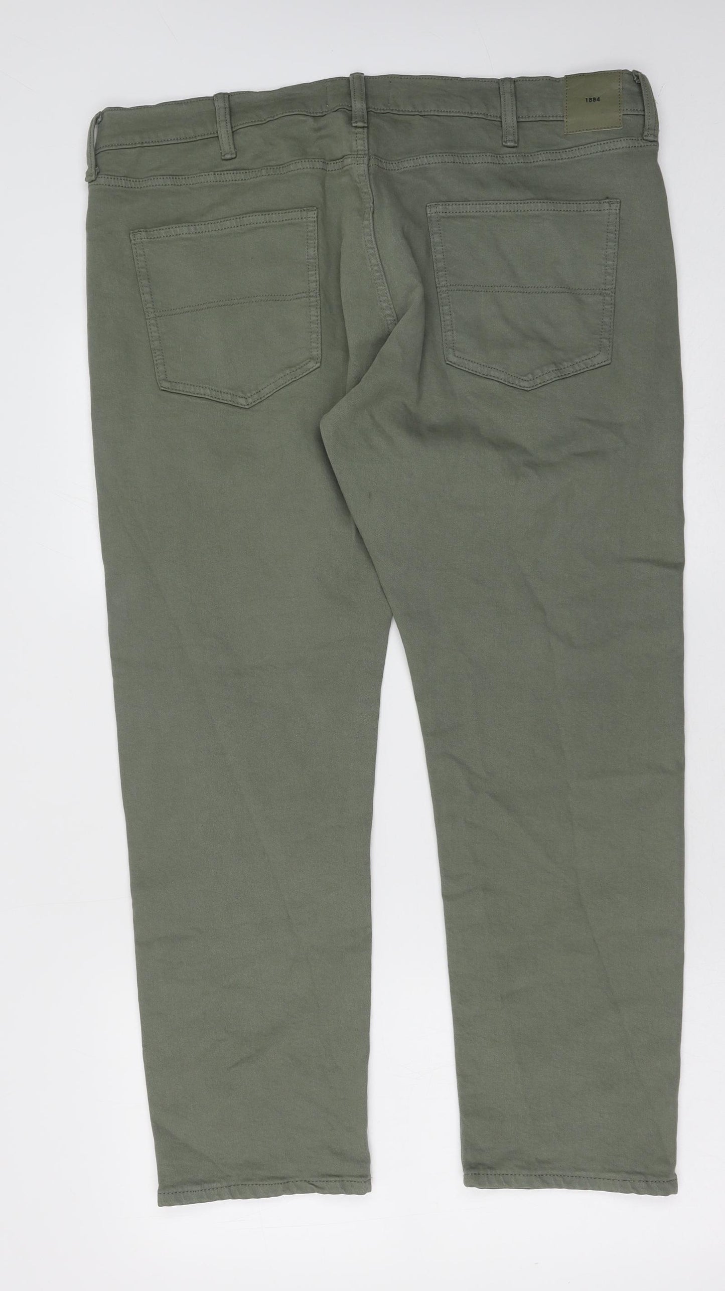 Marks and Spencer Mens Green Cotton Straight Jeans Size 40 in L29 in Slim Button