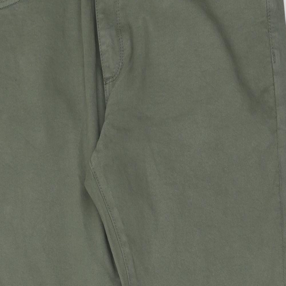 Marks and Spencer Mens Green Cotton Straight Jeans Size 40 in L29 in Slim Button