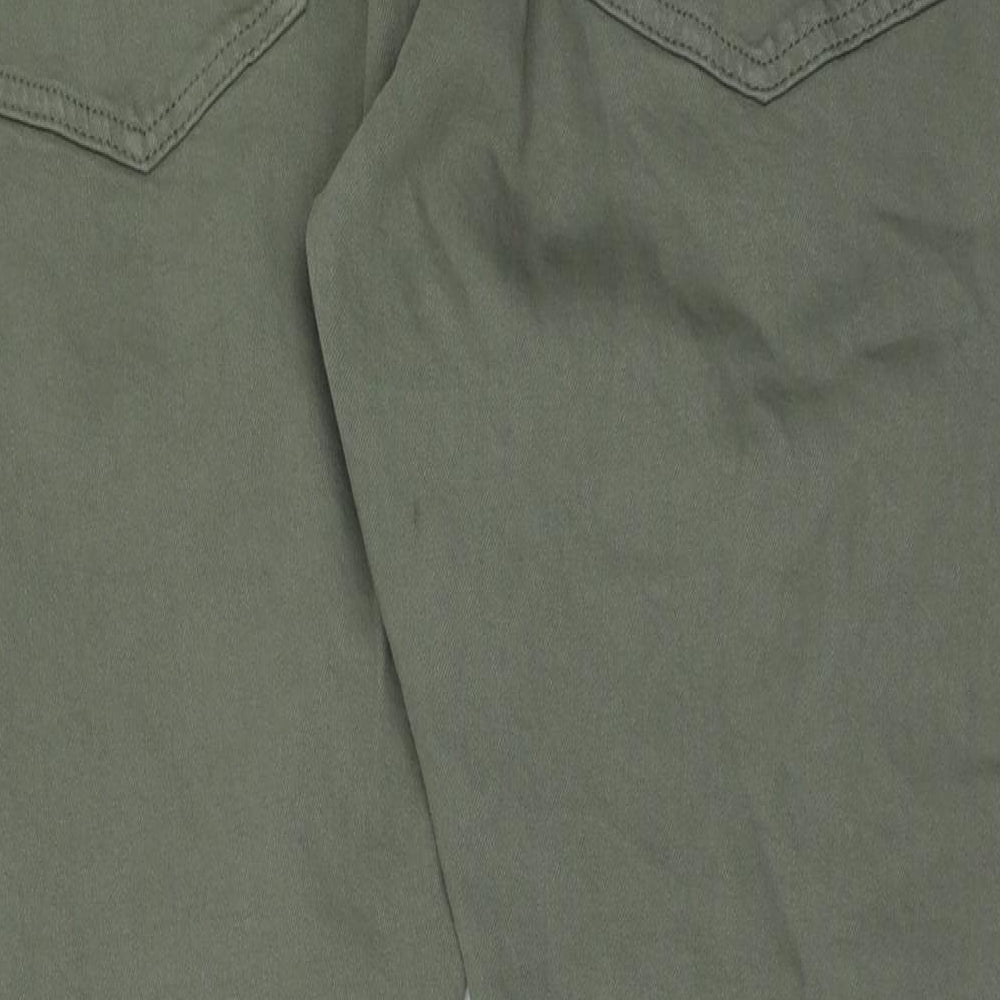 Marks and Spencer Mens Green Cotton Straight Jeans Size 40 in L29 in Slim Button