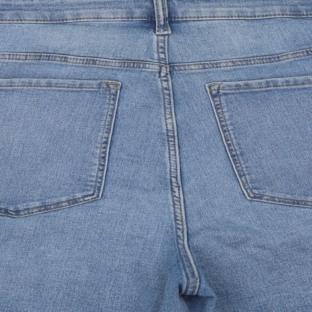Marks and Spencer Womens Blue Cotton Hot Pants Shorts Size 22 Regular Button