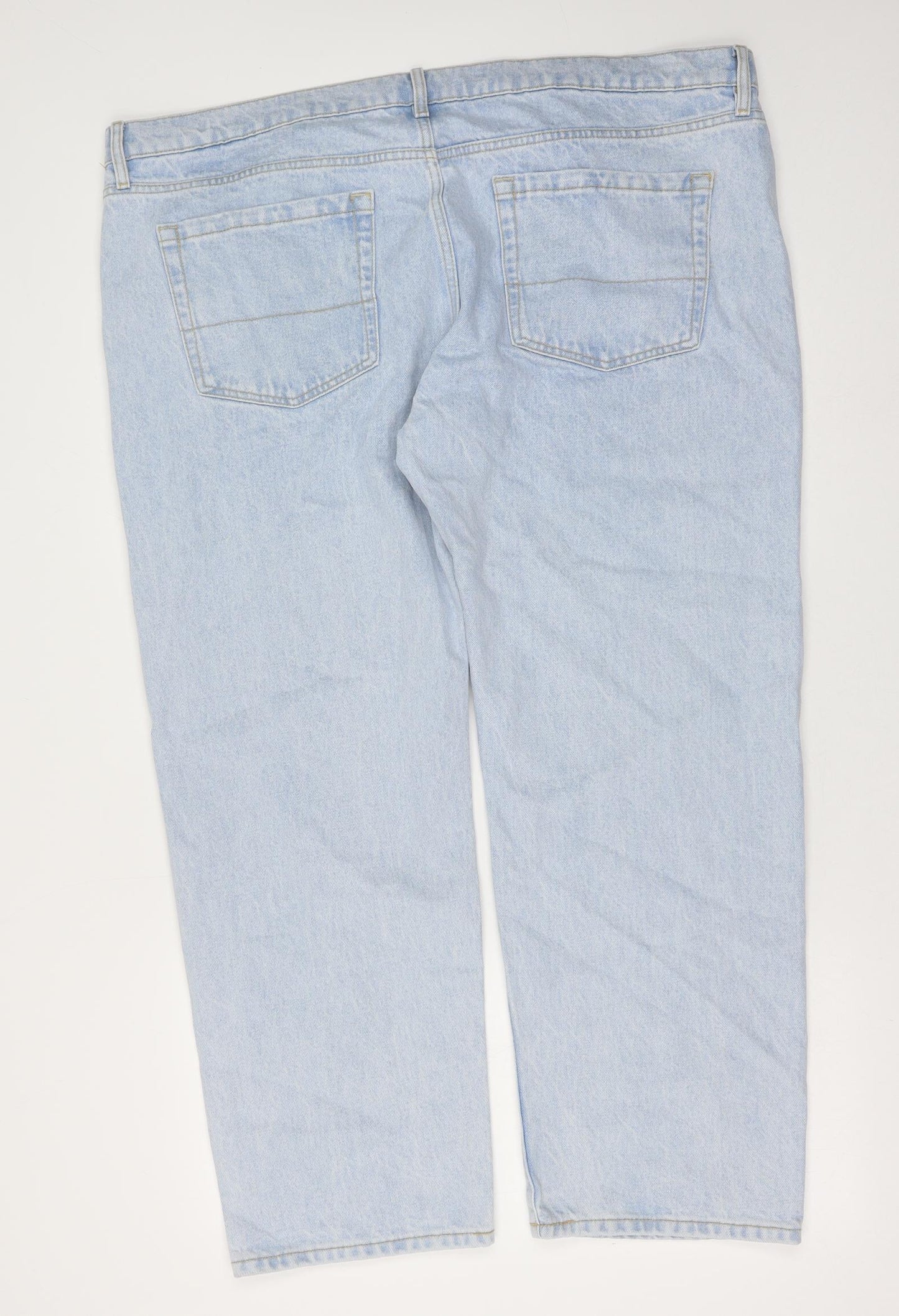 Marks and Spencer Womens Blue Cotton Straight Jeans Size 44 in L29 in Regular Button